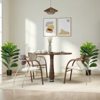 HOMCOM Set of 2 80 cm Indoor Artificial Plants Fiddle-Leaf Fig Artificial Tree with Plastic Pot and Flocking, Green(m-9)