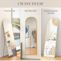 HOMCOM Lustro stojące Pełnowymiarowe, nowoczesny design, 50 cm x 1,5 cm x 161,5 cm, złote(m-7)