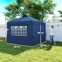 Outsunny Pop-Up Folding Marquee Canopy 3 x 3 Adjustable Height Sidewalls Vents Windows Wheeled Carry Bag(m-3)
