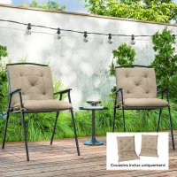 Outsunny Set of 2 Outdoor Chair Cushions, Chair Pads with Ties, Garden Cushions 98 x 50 x 8 cm Beige(m-2)