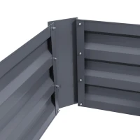 Outsunny Set of 2 Garden Raised Beds 100L x 50l x 30H cm - Gray Corrugated Steel Sheet(m-7)