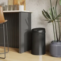 HOMCOM 50-litrowy kosz na śmieci z sensorem i funkcją Soft-Close, bezdotykowy kosz ze stali nierdzewnej dla higienicznych kuchni, biur, kolor srebrny(m-9)