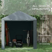 Outsunny Tuinschuur, Tentgarage, Grote Deur, Roestvrij Metalen Frame, 160x218x172 cm, Donkergrijs(m-4)