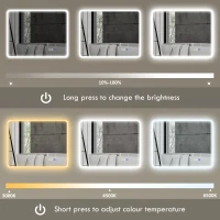 Lustro łazienkowe HOMCOM 700 x 900 mm z podświetleniem LED i Bluetooth, montowane na ścianie, z 3-kolorową regulacją jasności, przeciwmgielne, z funkcją pamięci, z przełącznikiem dotykowym, IP44(m-6)