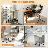 HOMCOM Salon Saddle Stool, Rolling Saddle Chair for Massage, Spa, Clinic, Beauty, Hairdressing and Tattoo, White(m-7)