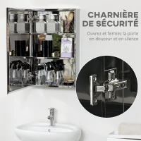 kleankin Stainless steel bathroom mirror cabinet wall-mounted toilet cabinet 39 x 12 x 60 cm(m-6)