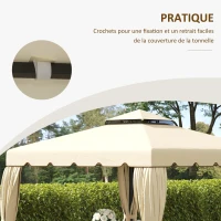 Outsunny Replacement canopy for pavilion gazebo tent replacement roof garden gazebo polyester fabric 3 x 3 m beige(m-6)