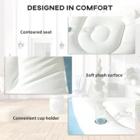 Outsunny Inflatable Tub Chair and Footstool - Blue/White(m-5)