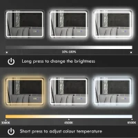 HOMCOM 500 x 700 mm Bluetooth Bathroom Mirror with LED Lights, Illuminated Backlit Wall Mounted Vanity Mirror with 3 Colours Dimmable, Anti-Fog, Memory & Touch Switch, IP44(m-6)