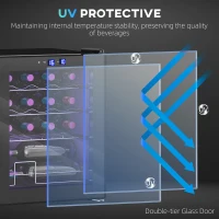 HOMCOM Wolnostojąca chłodziarka do wina, 16 butelek, dla domowego baru, salonu, kuchni, ekran dotykowy, drzwi szklane, oświetlenie LED(m-8)