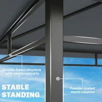 Outsunny Pawilon grillowy 2,4 x 1,4 m, wiatroodporne zadaszenie z dwuwarstwowym dachem i półkami bocznymi(m-6)