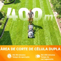 Outsunny Cortador de Relva a Bateria Sem Fios 18V com 2 Baterias de 4Ah, Largura de Corte de 34 cm e Função de Mulching, Motor 700 W(m-4)