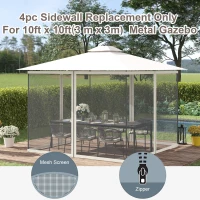 Outsunny 302 x 207cm Universal Replacement Mesh Sidewall Netting for Gazebos and Canopy Tents, (Sidewall Only) White(m-4)