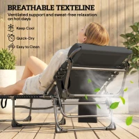 Outsunny Leżak Ogrodowy Składany przenośny z 5-stopniową regulacją oparcia, poduszką, zagłówkiem(m-6)