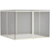 Outsunny Mosquito nets for gazebo canopy garden pavilion 3 x 4 m - set of 4 zipped mosquito nets + attachment hooks(m-10)