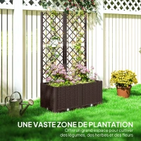 Outsunny Planter with Trellis Raised Garden Bed Outdoor Planter with 6 Drainage Holes 80 x 40 x 135 cm brown(m-7)