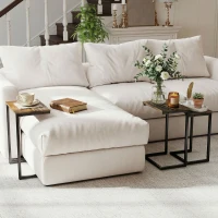 HOMCOM Nesting Side Tables Set of 3, C-Shaped Snack Side Tables with Steel Frame for Sofa Couch and Bed, Rustic Brown(m-9)