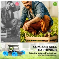 Outsunny Garden Storage Cart, with Top Seat - Blue(m-4)