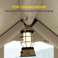 Outsunny Inflatable Camping Tent with Pump and Stove Jack Hole, Easy Setup 2-4 Person Blow Up Tent, Waterproof Luxury Inflatable Tent with Mesh Windows, Doors, Hook and Carry Bag, Beige(m-8)