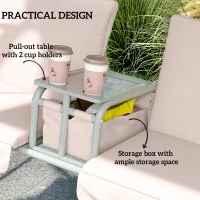 Outsunny 2 Seater Garden Swing Chair Patio Rocking Bench w/ Tilting Canopy, Double Padded Seats, Storage Bag and Tray, Beige(m-5)