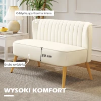 HOMCOM Sofa 2-osobowa, miękkie wyściełanie, łatwy w pielęgnacji materiał, do 220 kg, 117 x 56,5 x 77 cm, kremowa biel(m-4)
