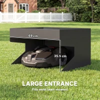 Outsunny Garaż dla Robotów Koszących z Donicą, Trwały Garaż z Ocynkowanej Stali, Czarny(m-6)