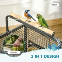 PawHut Parrot Cage, Travel Carry Pet Bird Cage, with Metal Handle(m-9)