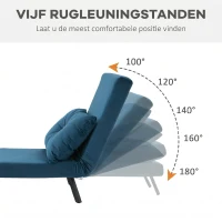 HOMCOM Relaxstoel Ligstoel Fluweel, Ligfunctie, Fluweel, 63 cm x 73 cm x 81 cm, Blauw(m-5)