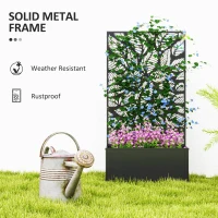 Outsunny Outdoor Metal Planter, with Back Trellis - Black(m-6)