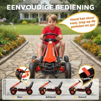 AIYAPLAY Trap-Gokart voor kinderen, in hoogte verstelbare zitting, EVA-wielen, rem, koppeling, 3-8 jaar, Rood(m-4)
