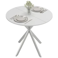 HOMCOM 80cm Industrial Round Dining Table - White(m-11)