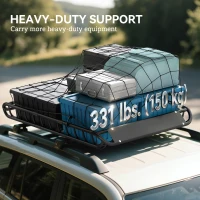 SPORTNOW Uniwersalny Bagażnik Dachowy Kosz Dachowy z Deflektorem Wiatru, do 150 kg, 116 x 92 x 11,5 cm na SUV-y i Pickupy, Czarny(m-4)