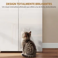 HOMCOM Armário de Cozinha Móvel Auxiliar de Cozinha com 4 Portas Compartimento Aberto Prateleiras Ajustáveis 68x34x180 cm Branco Brilhante(m-4)