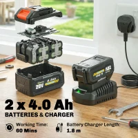 Outsunny 18V 8" Cordless Pole Chainsaw, 1.94m/2.56m Electric Chainsaw with 2 x 4.0Ah Batteries, Charger, Auto Lubrication(m-6)