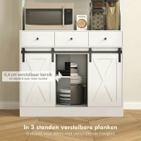 HOMCOM Keukenkast met Planken, Kasten, Lades en Werkruimte, Landelijke Sfeer, Verstelbare Planken, Hout, Wit(m-5)