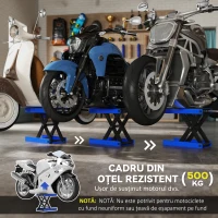 DURHAND Suport pentru Motociclete și Biciclete Antiderapant max 500 kg cu Înălțime Reglabilă, Suport din Metal și Cauciuc, pentru Garaj, 48x22.5x10-37 cm, Albastru și Negru(m-4)