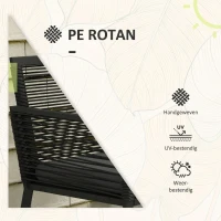 Outsunny 3-delige Bistroset Balkonset Terrasset, weerbestendig, modern design, 53 cm x 57 cm x 77 cm, Zwart + Grijs(m-6)