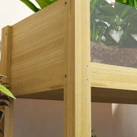 Outsunny Raised Planter on Legs, Raised Garden Bed with Acrylic Panels and Drainage Holes, 75 x 46 x 60.5 cm, Natural(m-9)