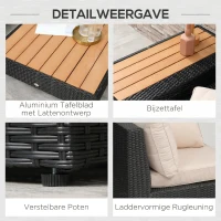 Outsunny luxe tuinset met planken 4 stuks PE rotan zwart(m-7)