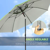 Outsunny Round Tilting Metal Outdoor Parasol with UV30 Protection, 8 Steel Ribs and Carry Bag Included, Green(m-5)