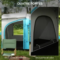 Outsunny Family camping tent 3-4 people 2 bedrooms 4 doors and 4 windows, carrying bag, dims 460L x 220l x 175H cm(m-5)