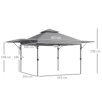 Outsunny 3 x 3m Height Adjustable Pop-Up Gazebo, with Accessories - Grey(m-3)