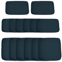 Outsunny Set of 14 Replacement Cushion Covers for Garden Lounge - 6 Seat Cushion Covers, 8 Back Cushion Covers, Blue(m-10)