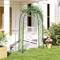 Outsunny Garden Arch Rose Arch Wrought-Iron Style dim. 125L x 37l x 230H cm Epoxy Steel Black for Climbing Plants(m-3)