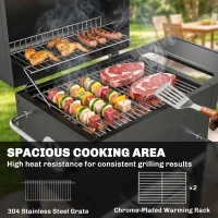 Outsunny Grill węglowy kompaktowy wózek z pokrywą, termometrem, rusztem, tacą na popiół i otworami wentylacyjnymi(m-6)