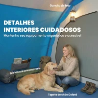 Outsunny Tenda de Campismo Familiar Tipo Túnel para 4 Pessoas com 2 Quartos Porta 4 Janelas Impermeável Montagem Fácil Azul(m-8)