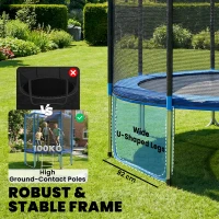 SPORTNOW Trambulină Elastică pentru Adulți Ø244cm, Covor Elastic pentru Adulți cu Plasă de Protecție, Scară cu 2 Trepte, Protecție pentru Arcuri, Structură din Oțel, Capacitate 100kg, Albastru(m-4)