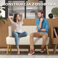HOMCOM Sofa 2-osobowa, miękkie wyściełanie, łatwy w pielęgnacji materiał, do 220 kg, 117 x 56,5 x 77 cm, kremowa biel(m-6)