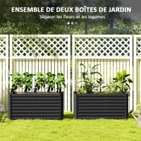 Outsunny Set of 2 Square Raised Garden Beds Galvanized Steel Frame Open Bottom 120 x 60 x 60 cm Dark Gray(m-4)