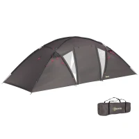 Outsunny Family Camping Tent for 4-6 People, 3000 mm Waterproof Tunnel Tent with 2 Doors, Carry Bag, Black(m-10)